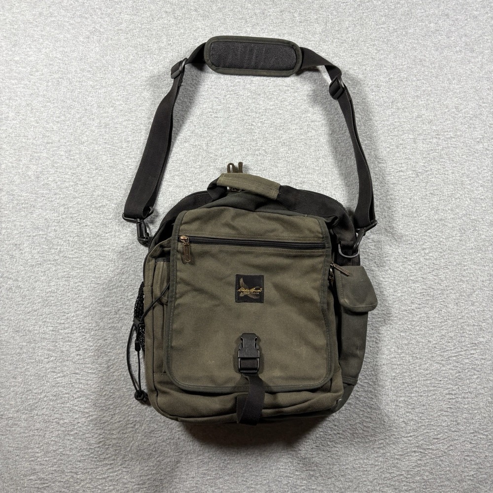 Vintage Eddie Bauer Messenger Bag Olive Green Tactical Crossbody Travel Utility